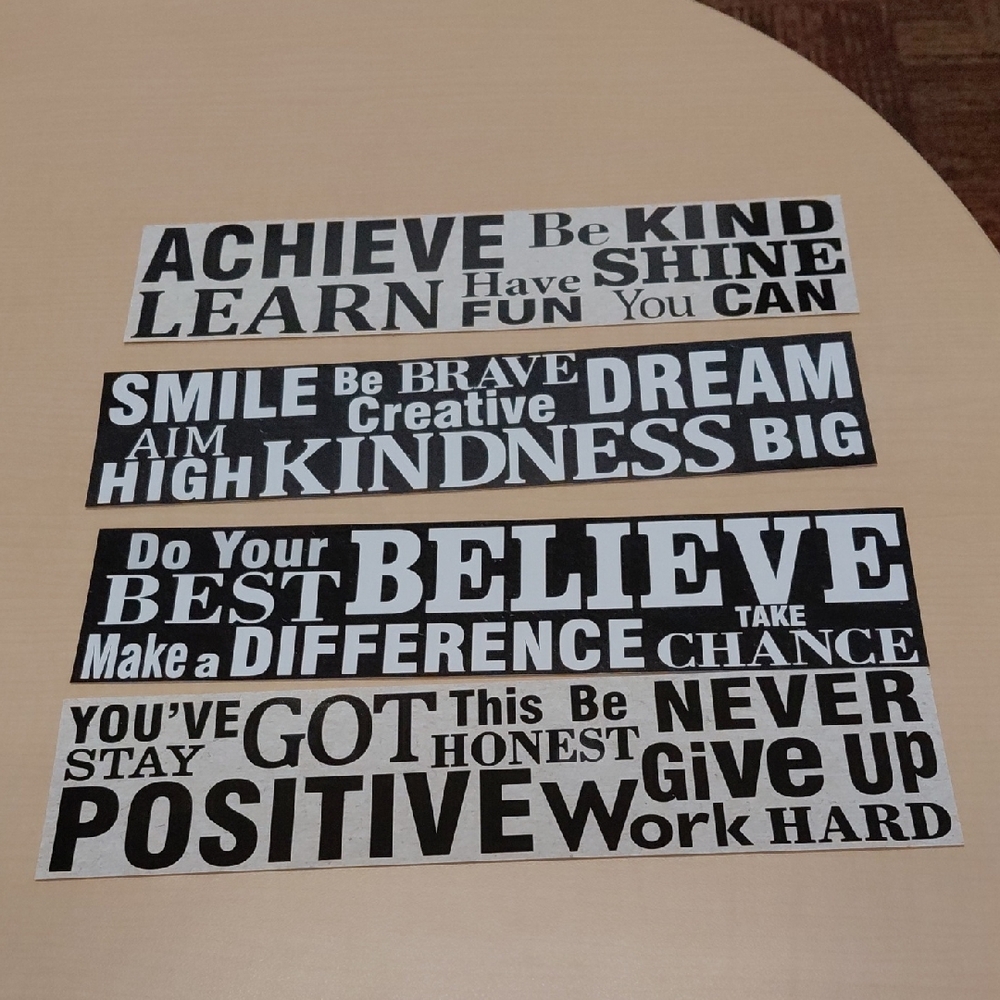 Inspirational Word Art Decals - Black & White Motivational Strips